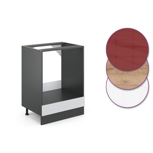 Meuble Pour Four R-line 46987 Blanc Haute Brillance 60cm Pt Marbre