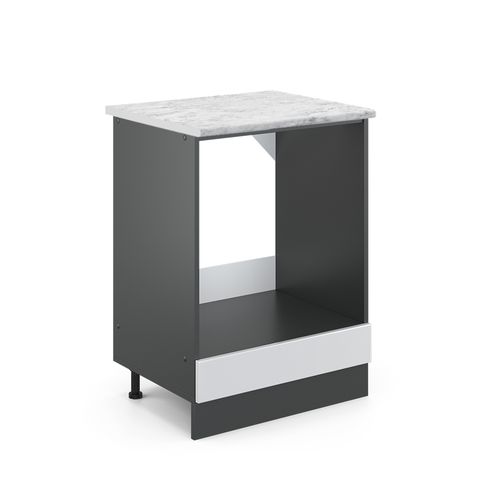 Meuble Pour Four R-line 46987 Blanc Haute Brillance 60cm Pt Marbre