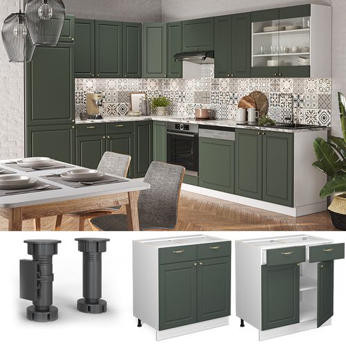 Meuble Cuisine Fame-line 46995 Vert Or Campagne 80cm , Pt Anthracite