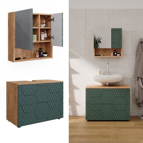 Meubles Bain Irma 47193 Vert/force De Lor Chêne 2 Pièces