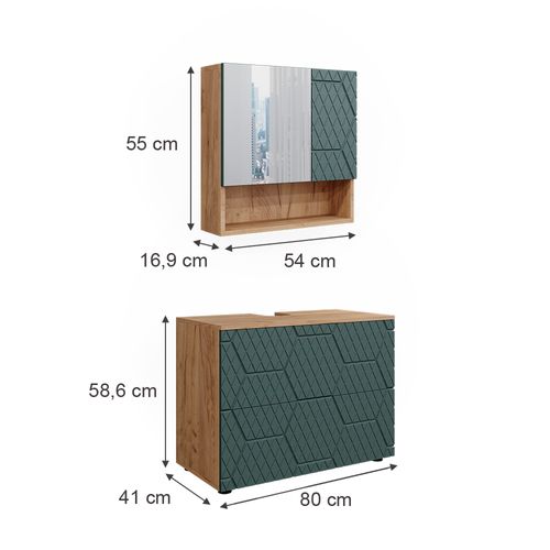 Meubles Bain Irma 47193 Vert/force De Lor Chêne 2 Pièces
