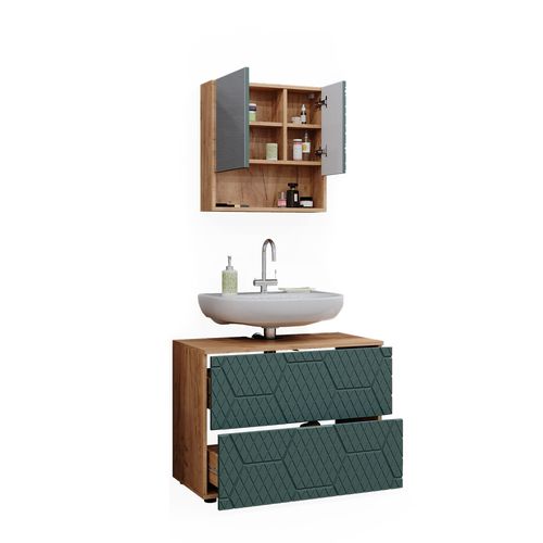 Meubles Bain Irma 47193 Vert/force De Lor Chêne 2 Pièces
