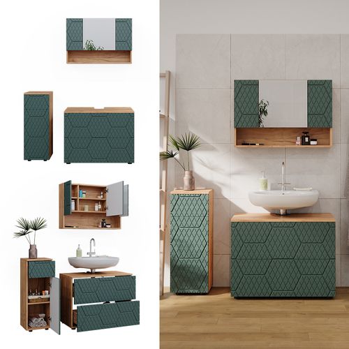Ensemble Meubles Bain Irma, Vert, 3 Pièces