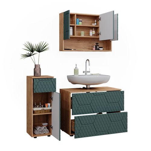 Ensemble Meubles Bain Irma, Vert, 3 Pièces