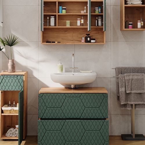 Meubles Bain Irma 47201 Vert/force De Lor Chêne 4 Pièces
