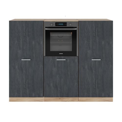 Bloc Cuisine R-line 47450 Béton Noir/chêne Doré 180cm Sans Pt