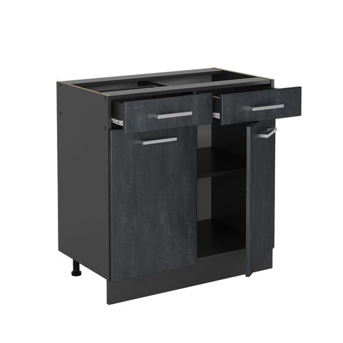 Meuble Cuisine R-line 47485 Béton Noir 80cm Pt Marbre