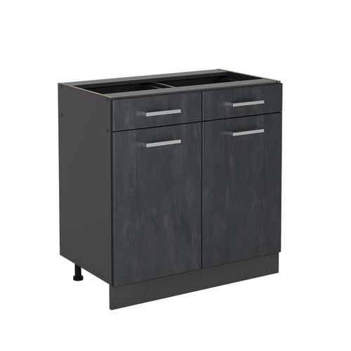 Meuble Cuisine R-line 47485 Béton Noir 80cm Pt Marbre