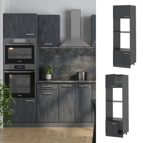 Armoire Micro-ondes R-line 47502 Béton Noir 60cm