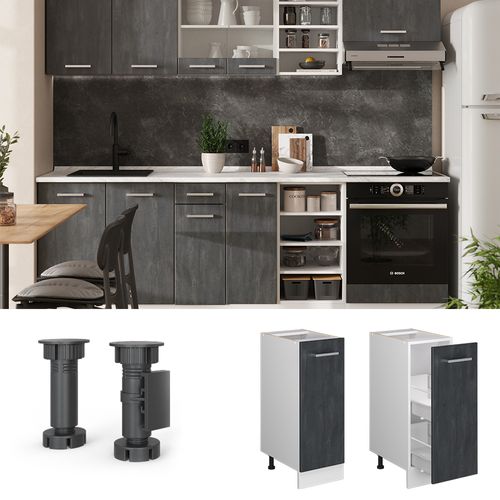 Meuble De Cuisine R-line 47586 Béton Noir 30cm Pt Chêne