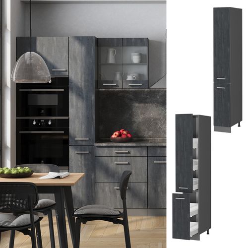 Meuble Haute De Cuisine R-line 47617 Béton Noir 30cm