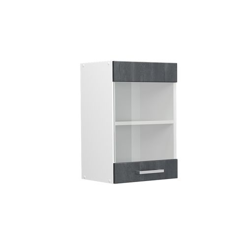 Meuble De Cuisine Haut Vitré R-line, Béton Noir, 40cm