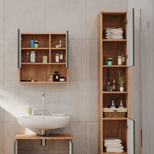 Colonne De Salle De Bain Irma, Chêne De Force Doré, 30x192cm