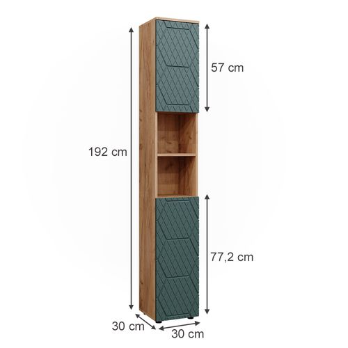 Colonne De Salle De Bain Irma, Chêne De Force Doré, 30x192cm