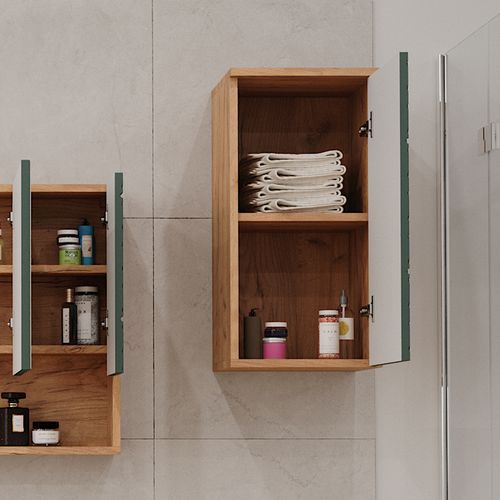 Armoire Murale Irma, Vert, 30x59cm 2 Compartiments, Salle De Bain