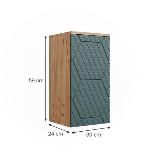 Armoire Murale Irma, Vert, 30x59cm 2 Compartiments, Salle De Bain