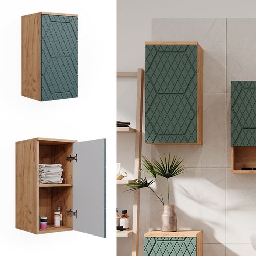 Armoire Murale Irma, Vert, 30x59cm 2 Compartiments, Salle De Bain