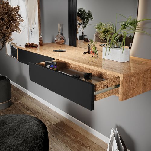 Coiffeuse Melisa 47688 Noir 120cm Avec 2 Tiroirs