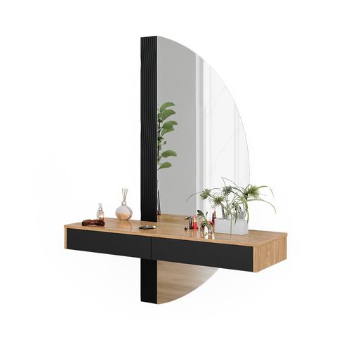 Coiffeuse Melisa 47688 Noir 120cm Avec 2 Tiroirs