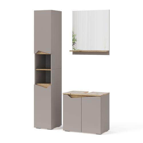 Ensemble Meubles Bain Marelle, Grège, 3 Pièces