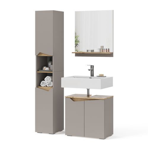 Ensemble Meubles Bain Marelle, Grège, 3 Pièces