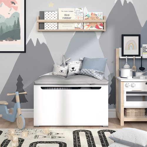 Coffre à Jouets Arno, Blanc, 85x63.7cm Avec Couvercle