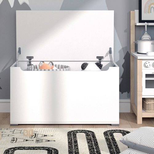 Coffre à Jouets Arno, Blanc, 85x63.7cm Avec Couvercle