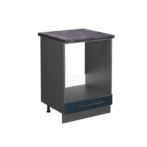 Meuble Pour Four Fame-line 48818 Bleu Foncé Brillant 60cm , Pt Anthracite