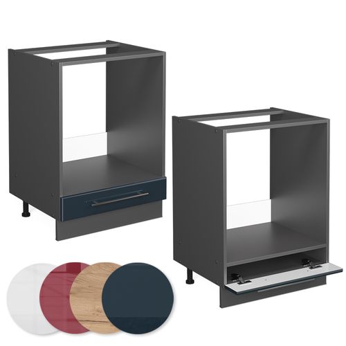 Meuble Pour Four Fame-line 48818 Bleu Foncé Brillant 60cm , Pt Anthracite