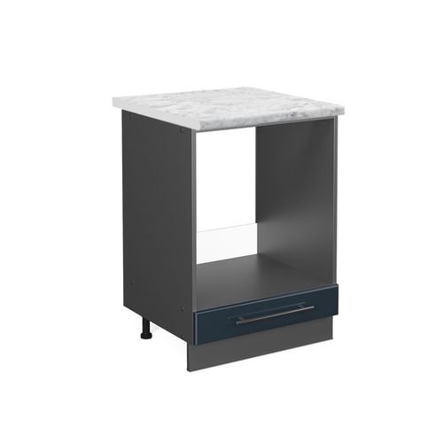 Meuble Pour Four Fame-line 48820 Bleu Foncé Brillant 60cm , Pt Marbre