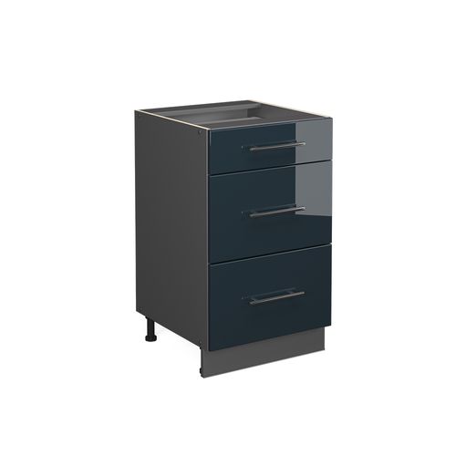 Meuble Cuisine Fame-line 48821 Bleu Foncé Brillant 50cm Sans Pt