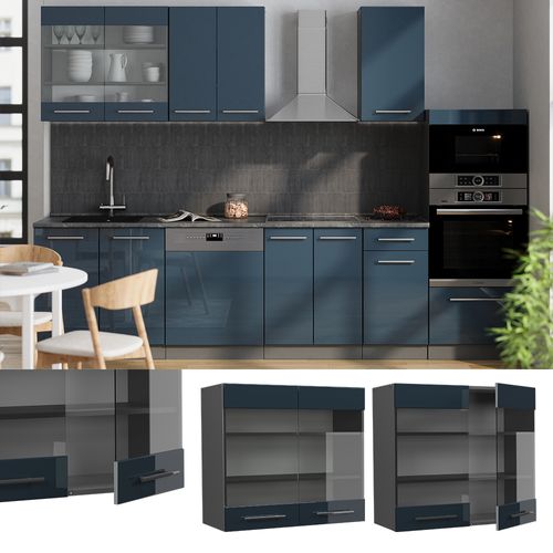 Armoire En Verre Fame-line 48831 Bleu Foncé Brillant 80cm