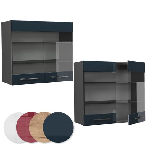 Armoire En Verre Fame-line 48831 Bleu Foncé Brillant 80cm