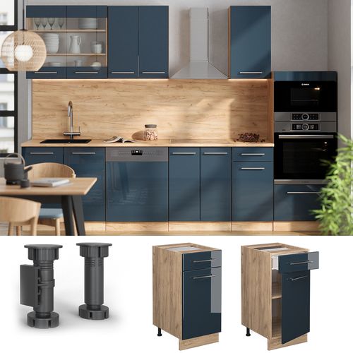 Meuble Cuisine Fame-line 48840 Bleu Foncé Brillant 40cm Sans Pt