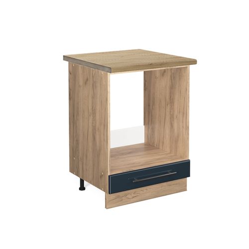 Meuble Pour Four Fame-line 48870 Bleu Foncé Brillant 60cm , Pt Chêne