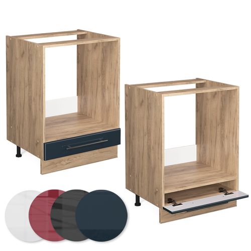 Meuble Pour Four Fame-line 48870 Bleu Foncé Brillant 60cm , Pt Chêne