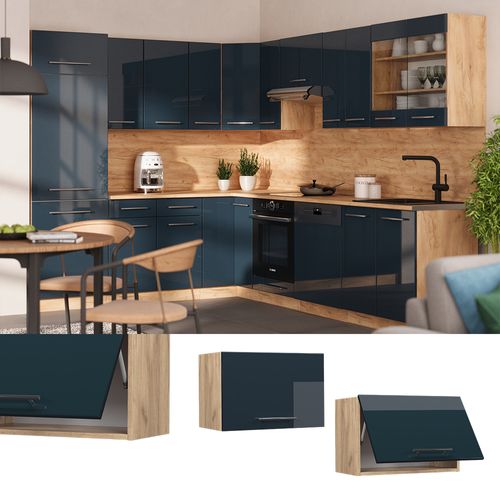 Elément Haut De Cuisine Fame-line 48880 Bleu Foncé Brillant 60cm Plat