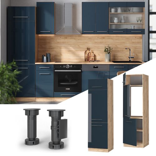Armoire Pour Frigo Fame-line 48883 Bleu Foncé Brillant 60cm