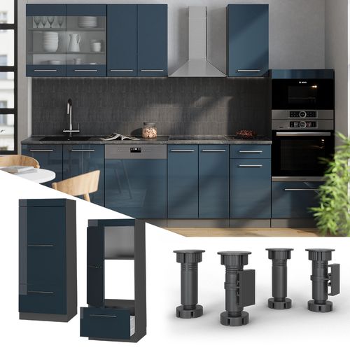 Armoire Micro-ondes Fame-line 48888 Bleu Foncé Brillant 60cm