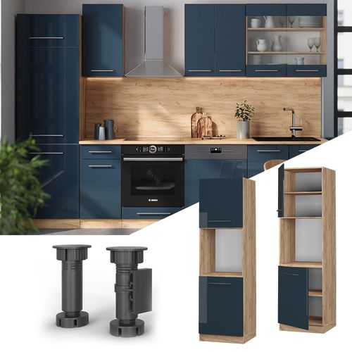 Meuble Pour Four Fame-line 48894 Bleu Foncé Brillant 60cm Ouvert