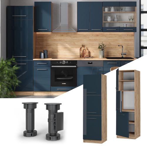 Meuble Pour Four Fame-line 48895 Bleu Foncé Brillant 60cm