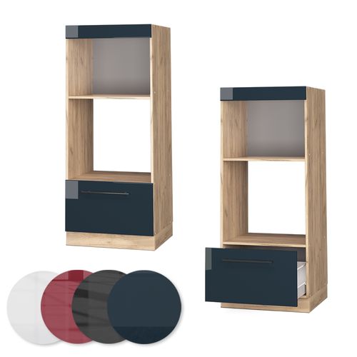 Armoire Micro-ondes Fame-line 48896 Bleu Foncé Brillant 60cm Ouvert