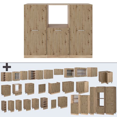 Bloc Cuisine R-line 48925 Chêne Artisan/chêne Doré 180cm Sans Pt