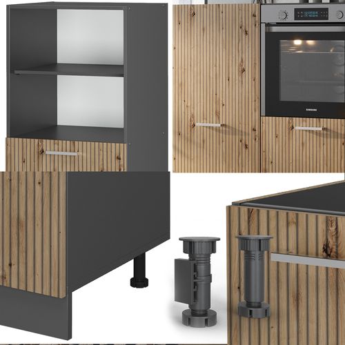 Bloc Cuisine R-line 48971 Chêne Artisan/anthracite 180cm Sans Pt