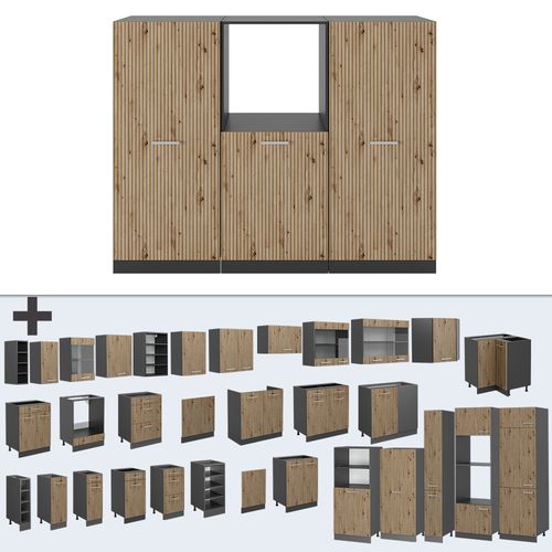 Bloc Cuisine R-line 48971 Chêne Artisan/anthracite 180cm Sans Pt