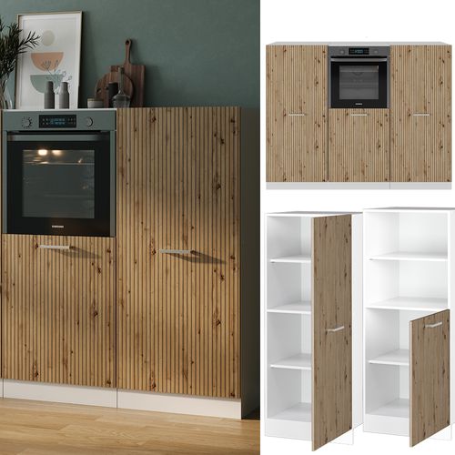 Bloc Cuisine R-line 49008 Artisan Chêne/blanc 180cm Sans Pt