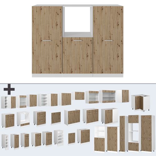 Bloc Cuisine R-line 49008 Artisan Chêne/blanc 180cm Sans Pt