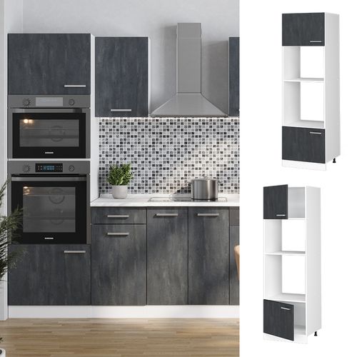 Armoire Micro-ondes R-line 49260 Béton Noir 60cm Sans Plan De Travail
