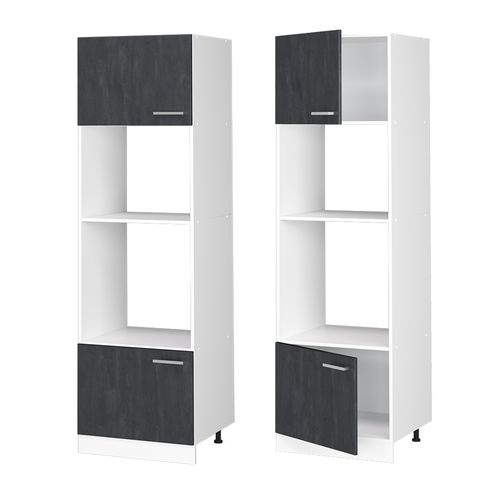 Armoire Micro-ondes R-line 49260 Béton Noir 60cm Sans Plan De Travail