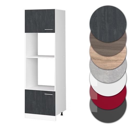 Armoire Micro-ondes R-line 49260 Béton Noir 60cm Sans Plan De Travail
